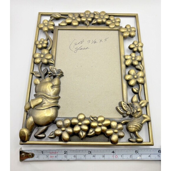 Vintage Winnie The Pooh & Piglet Metal Brass Tone Picture Frame 3.5X5 NO GLASS - Picture 12 of 12